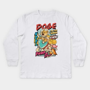 Doge To The Moon Retro Kids Long Sleeve T-Shirt